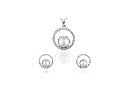 Rhodium Plated | Pearl Pendant Sets